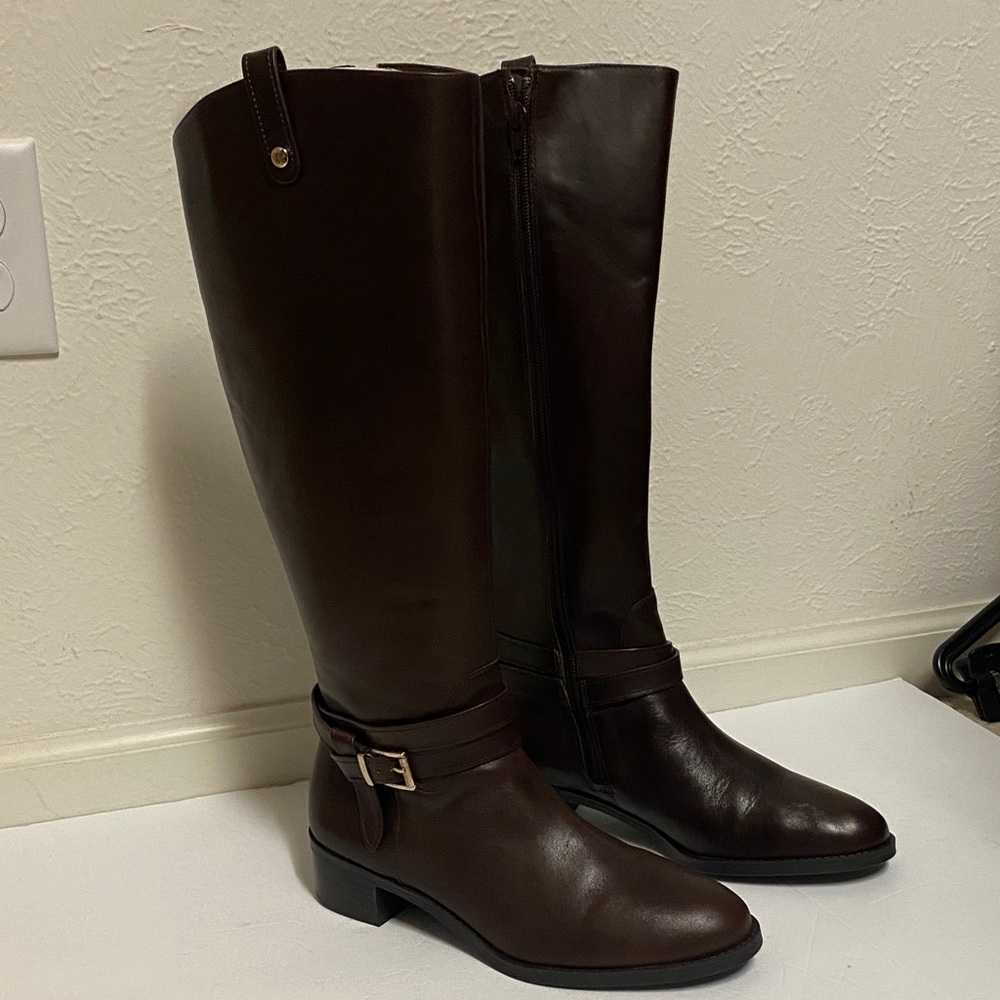 Elegant Brown Leather Knee-High Boots
